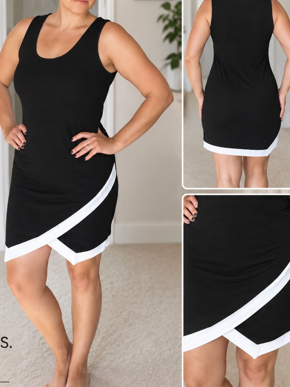 Charlotte Russe Black Mini Skirt with White Asymmetrical Trim